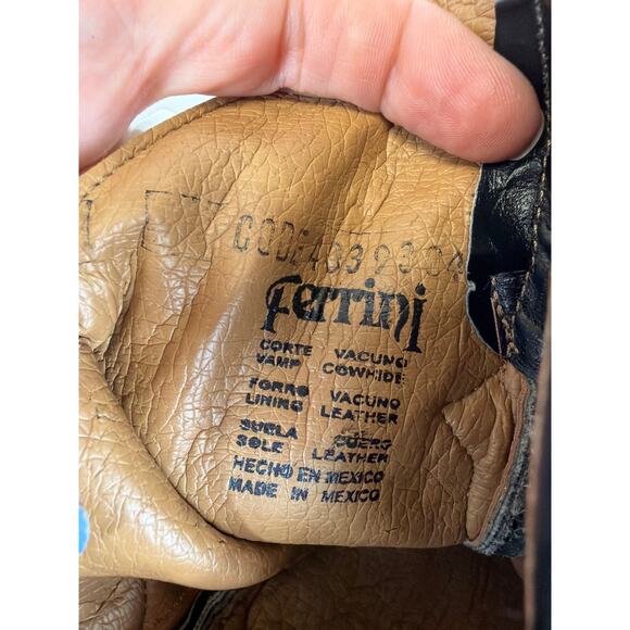 Ferrini Black Embossed Crocodile Western Boots Men’s 8.5D Ivory Stitching Mexico main image 8